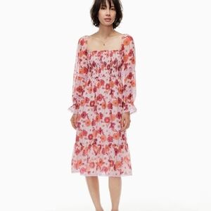 Aritzia Wilfred Plus Size 2X Grace Floral Smocked Dress Lined Boho Cottagecore